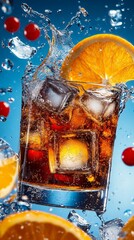 Splash of Whiskey and Ice Cubes