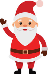 Cartoon Santa Claus Waving Hand for Christmas Holiday Celebration and Greetings on white background