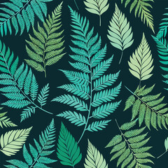 Hand drawn seamless pattern of delicate fern leaves botanical illustration natural greenery organic repeating design for textiles and decor