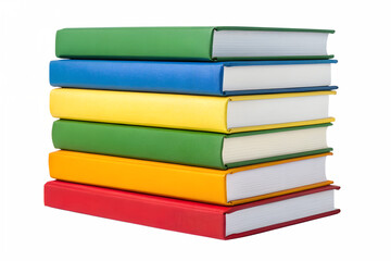 Stack of colorful books isolated on white background