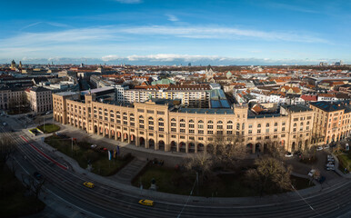 Munich cityscape from drone. Pano