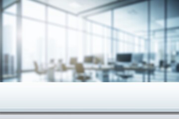 Blurred modern office background with table top