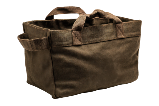 Brown Canvas Tool Bag on Transparent Background
