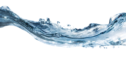 Dynamic water splash with sparkling droplets and flowing wave motion isolated on transparent background PNG