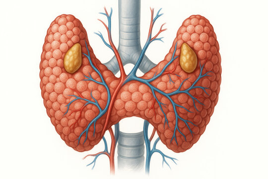 Thyroid Gland Illustration with Nodules - Anatomy, Medical Illustration [Illustration]