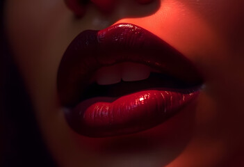 Glossy Red Lips