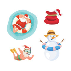 Hawaiian Christmas. Flat vector clipart, illustration with isolated background.