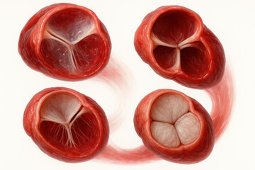 Aortic Valve Anatomy, Medical Illustration of the Human Heart Valves, Healthy Heart Function, Illustration