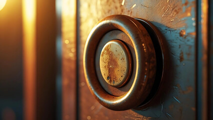 Vintage Classic Elevator Button - Retro Lift Button with Old Metal Texture