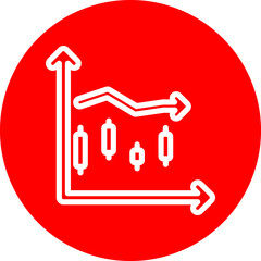 Stock Market Chart Vector Line White Circle Red Icon Design