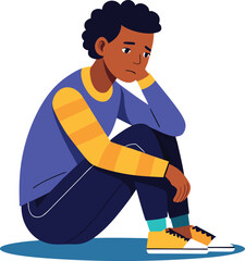 Young depressed man character