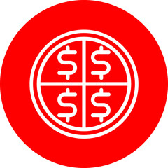 Equity Shares Vector Line White Circle Red Icon Design