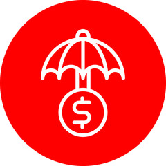 Financial Insurance Vector Line White Circle Red Icon Design