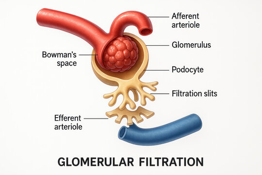 Glomerular Filtration Anatomy Illustration - Human Kidney Function [Illustration]