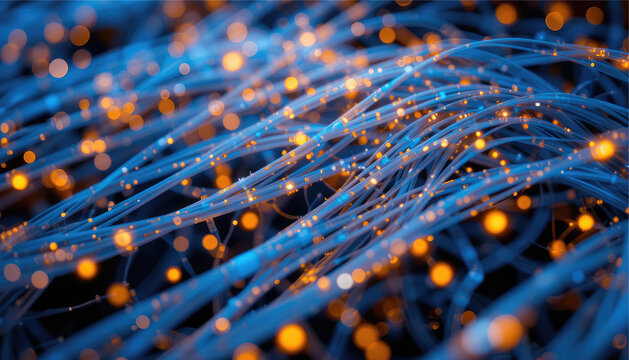 Encrypted data streams flowing through fiber-optic cables.