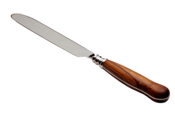 Stainless Spreader Knife with Wooden Handle on Transparent Background