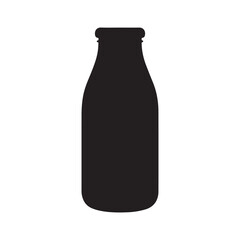 Empty glass milk bottle silhouette vector flat illustration design. Glass milk bottle on white background