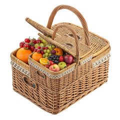 Fresh Fruit Picnic Basket: Vibrant Assortment of Healthy Produce in Natural Outdoor Setting