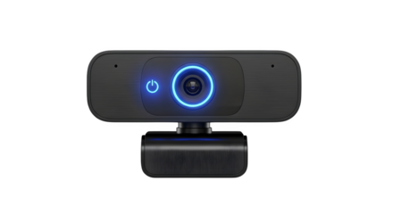 Webcam isolated on transparent background, a device for video conferencing, streaming, and online communication with high resolution and clear audio