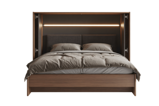 Modern murphy bed design offers space saving bedroom solution