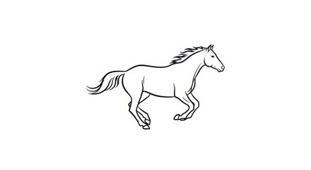 Obraz premium Graceful line drawing of a galloping horse capturing movement and spirit in simple artistic detail