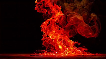 AI generated video abstract fiery inferno flames burning ember cinematic motion graphics. AI generated video dramatic fire inferno blazing flames hot intense energy 4k loop animation. - Powered by Adobe