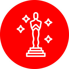 Oscar Award Vector Line White Circle Red Icon Design
