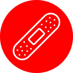 Band Aid Vector Line White Circle Red Icon Design