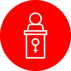 Politician Vector Line White Circle Red Icon Design