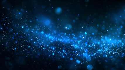 AI generated video blue sparkle particles glowing background festive holiday celebration. AI generated video abstract blue sparkle background shimmering dust bokeh light cinematic loop.