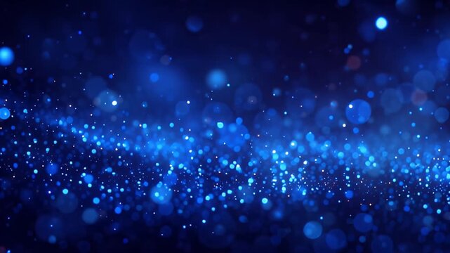 AI generated video blue sparkle background cinematic glowing particles festive energy bokeh. AI generated video looping blue sparkle background abstract particles magical winter new year.