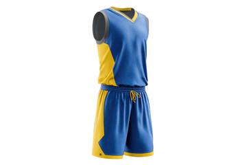 Blue and Yellow Basketball Uniform Kit Mockup