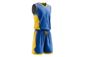 Blue and Yellow Basketball Uniform Kit Mockup