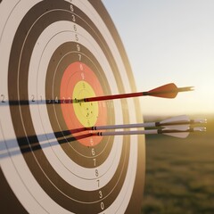 Archery Target with a Bullseye at Sunset
