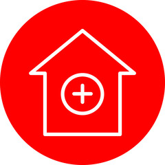 Clinic Vector Line White Circle Red Icon Design