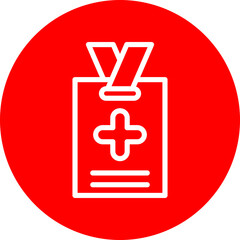 Obraz premium Medical ID Vector Line White Circle Red Icon Design