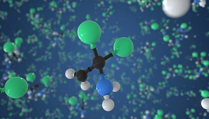 Fototapeta premium 3D Molecular Model of a Chemical Compound with Atoms and Bonds.