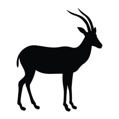 Fototapeta premium Black silhouette of a standing oryx or gemsbok antelope with long horns