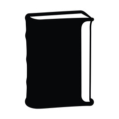 Simplified black silhouette illustration of a closed book standing upright
