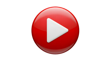 Red play button isolated on transparent background, a symbol for starting media