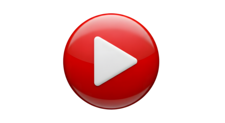 Red play button isolated on transparent background, a symbol for starting media