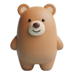 Naklejka premium simple 3d cute brown bear no bnackground