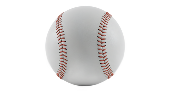 Classic White Baseball with Vibrant Red Stitching on Transparent Background