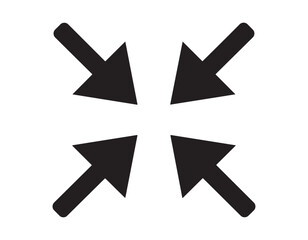 Fototapeta premium A Set of Four Bold Black Arrows Pointing Inward Toward a Central Point on a White Background Design Element