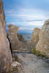 rocky coast of the sea limestones formation Gotland