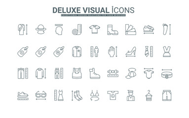 Tailors pictogram to measure circumference of human waist, chest and head, width and length of body and foot thin black outline symbols vector illustration. Clothes size guide line icons set.