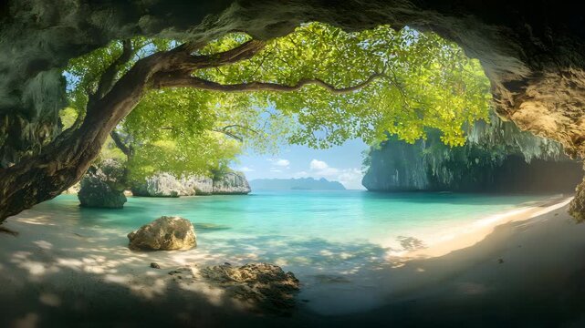 Laem Singh Beach with hidden coves and turquoise water 