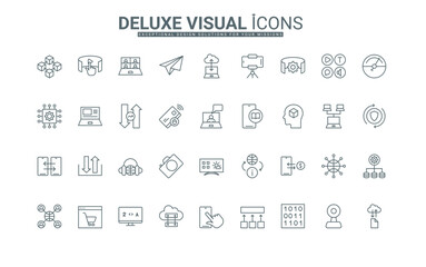 File download traffic, video and social media chat thin black outline symbols for mobile app vector illustration. Digital data processing technology, analytics, information use line icons set.