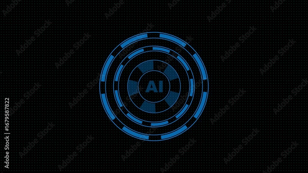 Poster futuristic hud circle ai interfaces animation, hi-tech hologram button, loading, target, ai concept 