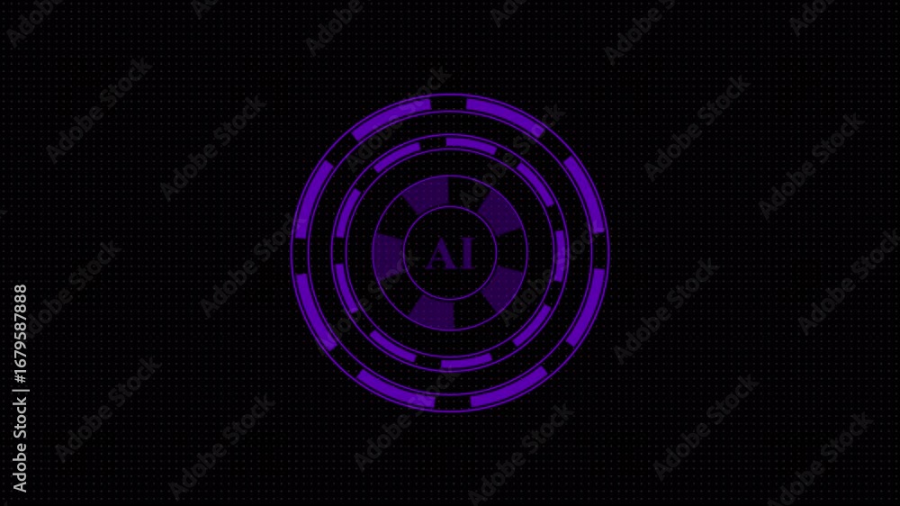 Poster futuristic hud circle ai interfaces animation, hi-tech hologram button, loading, target, ai concept 